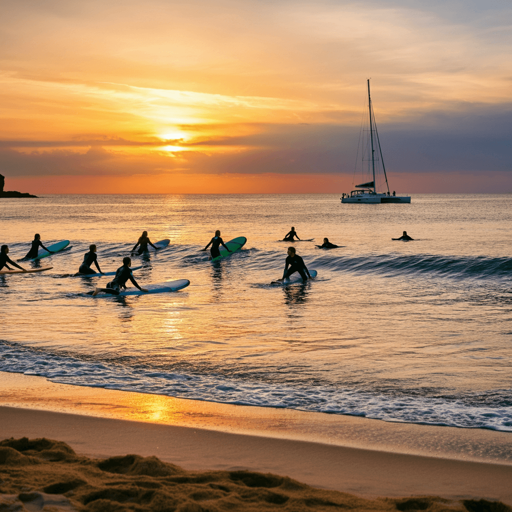 Surfing Lesson & Sunset Sail