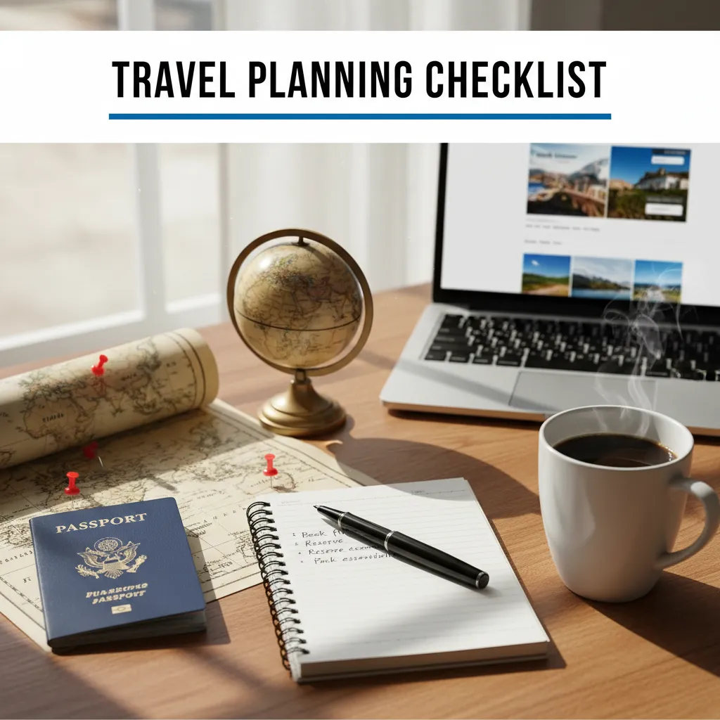 Travel planning checklist concept