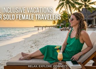 All Inclusive Vacations for Solo Female Travelers Make a Hyper Realistic Banner Image