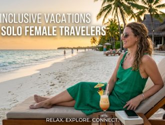 All Inclusive Vacations for Solo Female Travelers Make a Hyper Realistic Banner Image