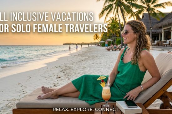 All Inclusive Vacations for Solo Female Travelers Make a Hyper Realistic Banner Image